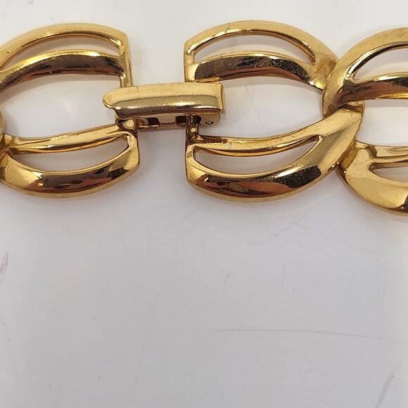 Napier Gold Tone Fancy Chain Link Necklace Collar Vintage Costume Classic Career - Picture 3 of 5